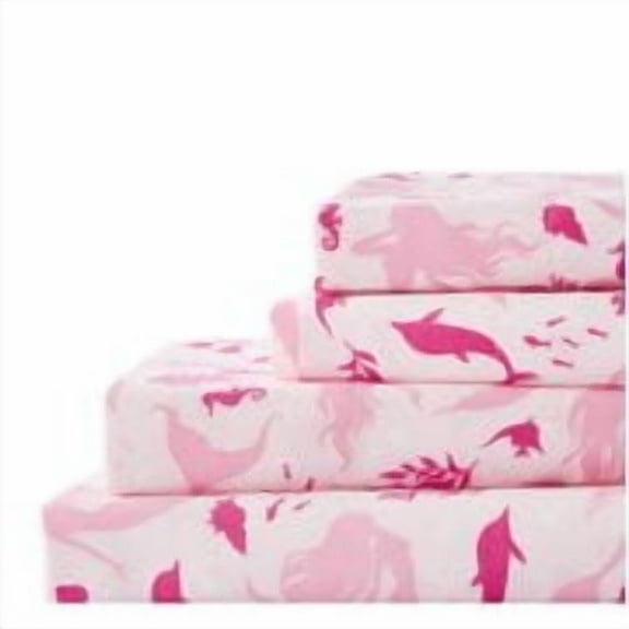 Harper Lane 4-Piece Bed Sheet Set, Full – Deep Pocket, Brushed Microfiber, Pretty in Pink Mermaid