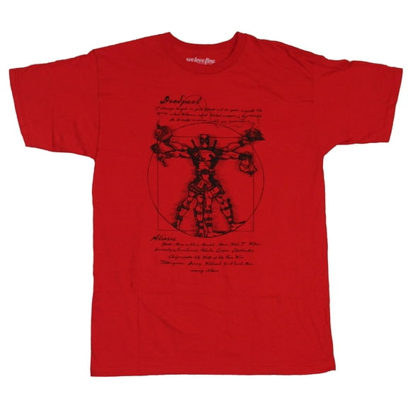 Deadpool (Marvel Comics) Mens T-Shirt - Vitruvian Deadpool Wade Wilson Image (Small)