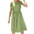 thumbnail image 2 of Gspmoly Robes pour Femmes, Jupe Ample Décontractée à Col Rond pour Femmes, Unie, Sans Manches, à Volants, Robe Longuette, Robes de Vacances pour Femmes Offres du Jour, 2 of 5