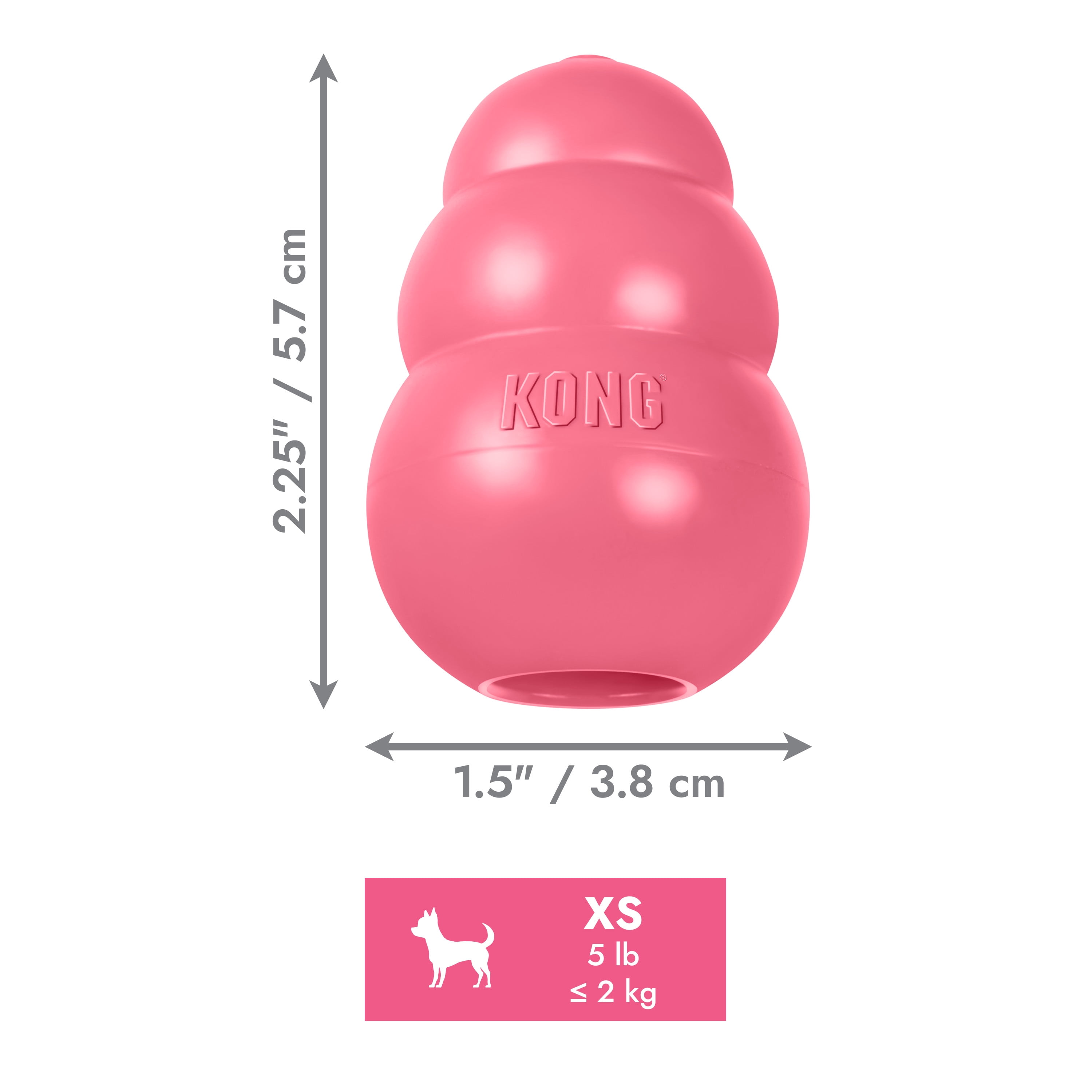 KONG® Classic Rubber Puppy Dog Toy for Beginner Chewers, Pink, Extra Small for Dogs up to 5 lbs