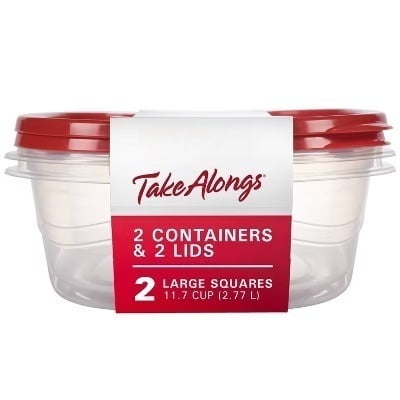 11.7 Cup Plastic 2pk Large Square Food Storage Container Clear: Microwave & Freezer Safe