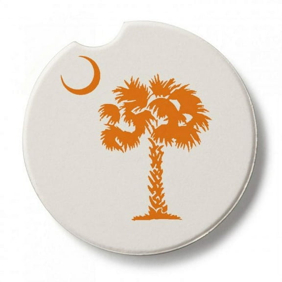 CounterArt Absorbent Stoneware Car Coaster, Palmetto Orange, Set of 2