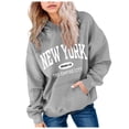 thumbnail image 4 of YDFCWXW Fall Preppy Graphic Hoodie for Girls Casual Long Sleeve Pullover Top with Pocket (Grey, 4-5 Years), 4 of 5
