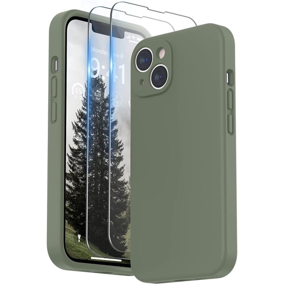 Compatible with iPhone 14 Case with Screen Protector (Camera Protection Soft Microfiber Lining) Liquid Silicone Phone Case 6.1 inch 2022, Hibiscus