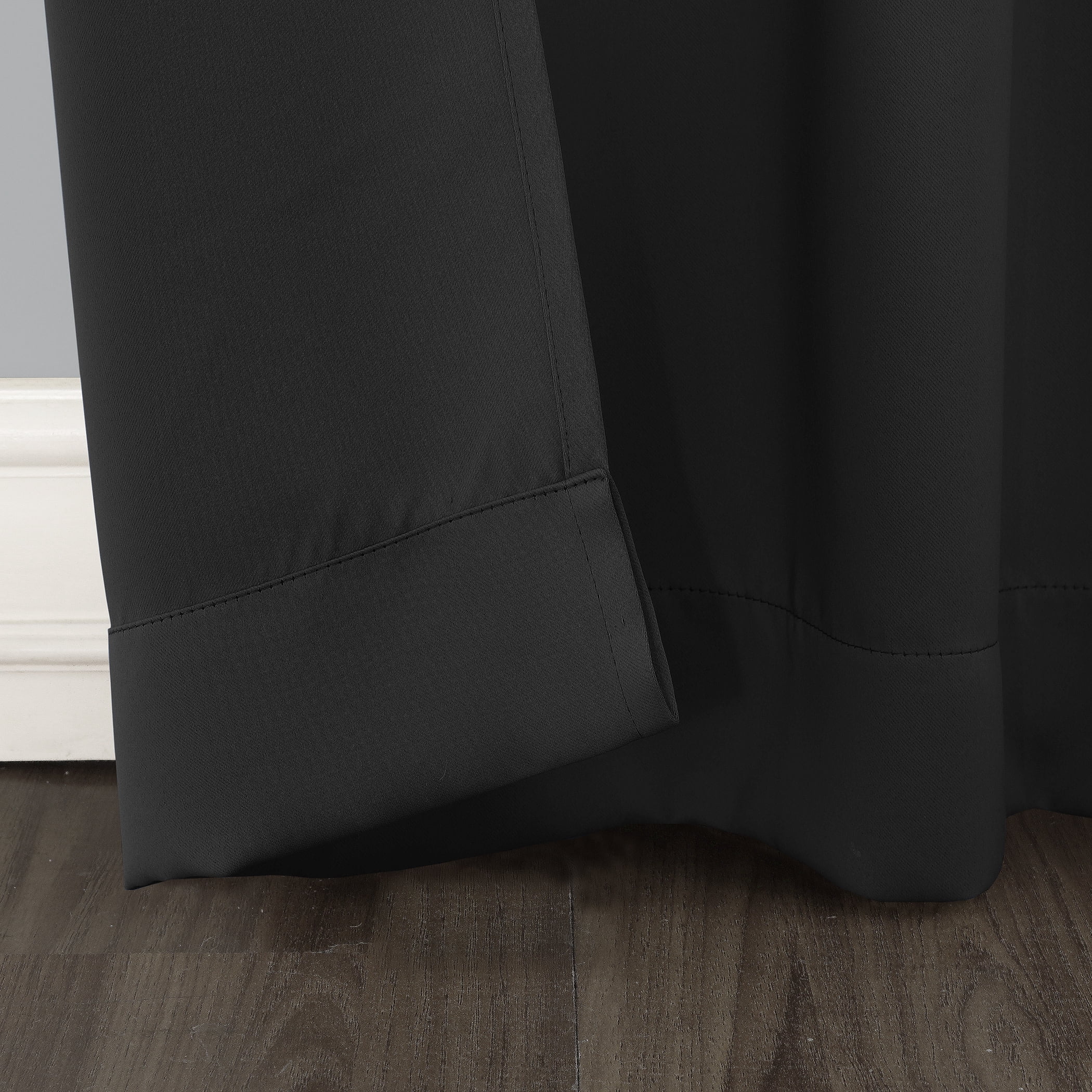 Sun Zero Nolan Energy Saving Blackout Rod Pocket Curtain Panel, 40"X63", Black (Single Panel)