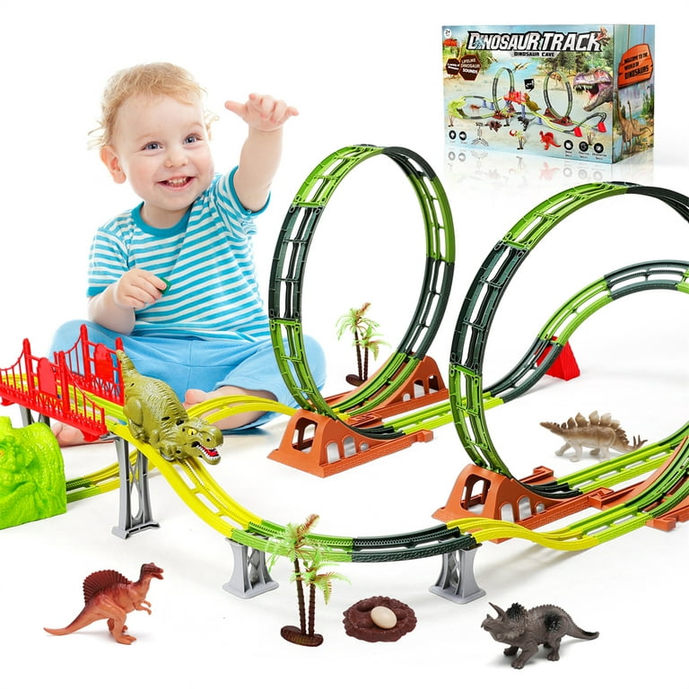 Dinosaur Toys For Boys Age 3 4 5 6 7+ Years Old Flexible Race Tracks Set  With Dinosaurs Figure And Car - Fun Playset Gifts For Girls Or Boys  Presents