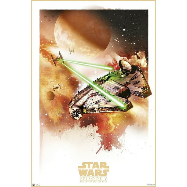 Star Episode V - The Empire Strikes Back - Poster / Print (Space Battle - Watercolor Art) (Clear Poster Hanger) - Walmart.com