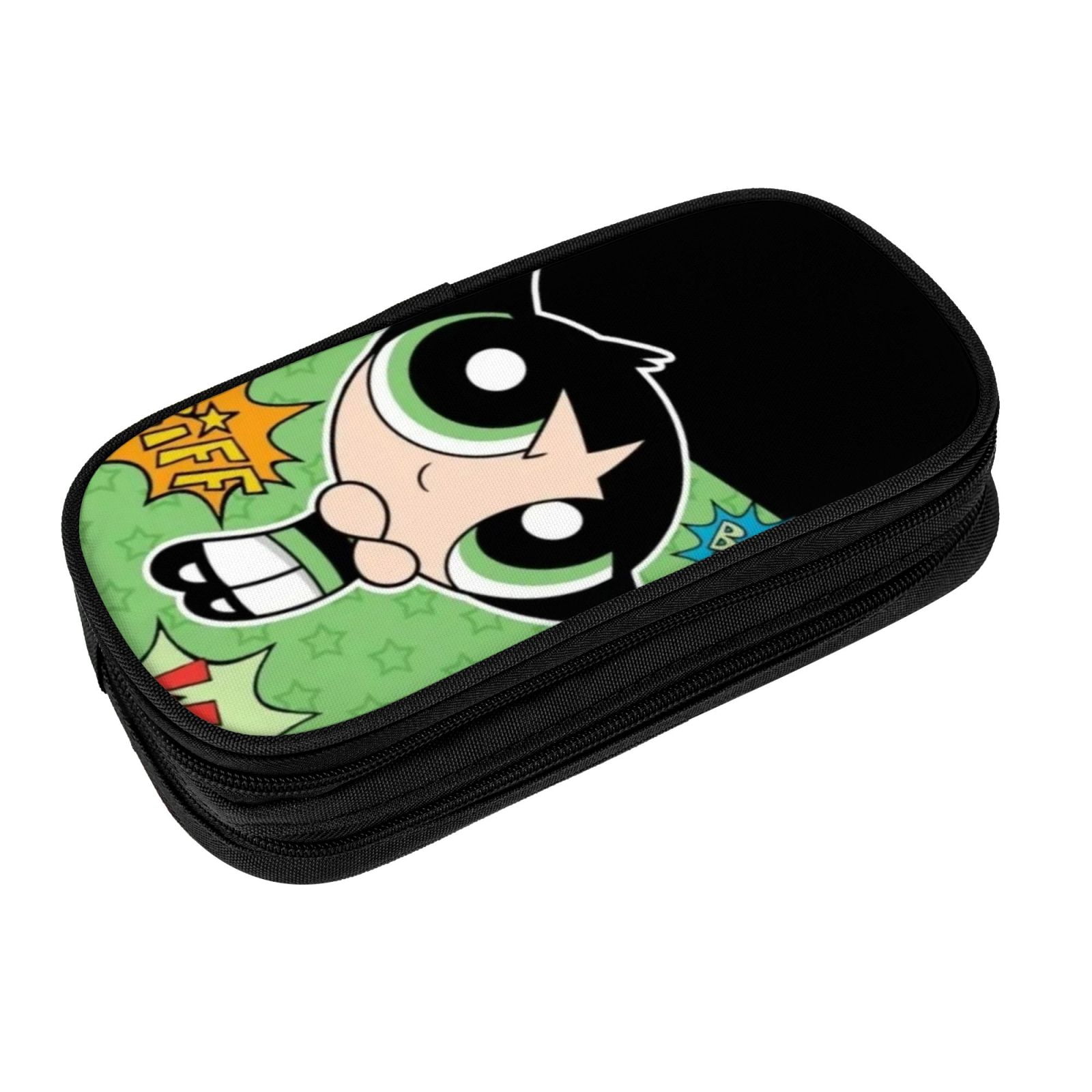 The Powerpuff Gi-rls Pencil Case Large Capacity Pencil Pouch Penbag Office Stationery Organizer Travel Makeup Bag Black