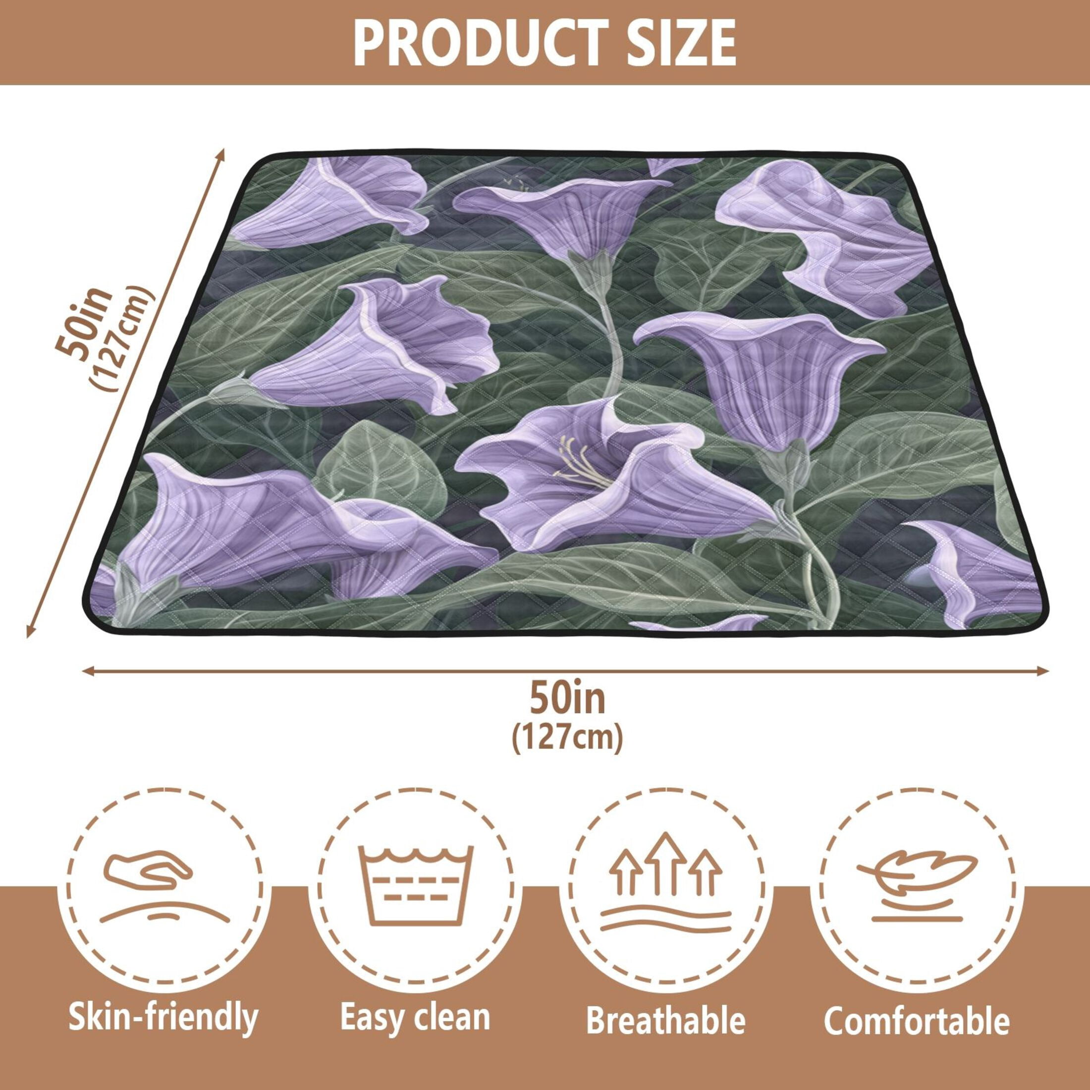 WOBOGO Purple Datura Stramonium Baby Playmats Extra Large Waterproof Rollable Activity Pads for Toddlers 50×50inch