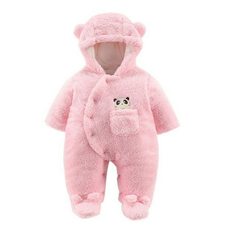 

adviicd Winter Coats for Kids with Hoods Cartoon Bear Romper Jumpsuit Jacket for Baby Boys Girls (Pink 6-9 Months)