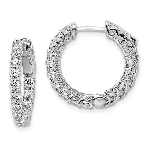 Primal Silver Sterling Silver Rhodium-plated Cubic Zirconia In and Out Hinged Hoop Earrings