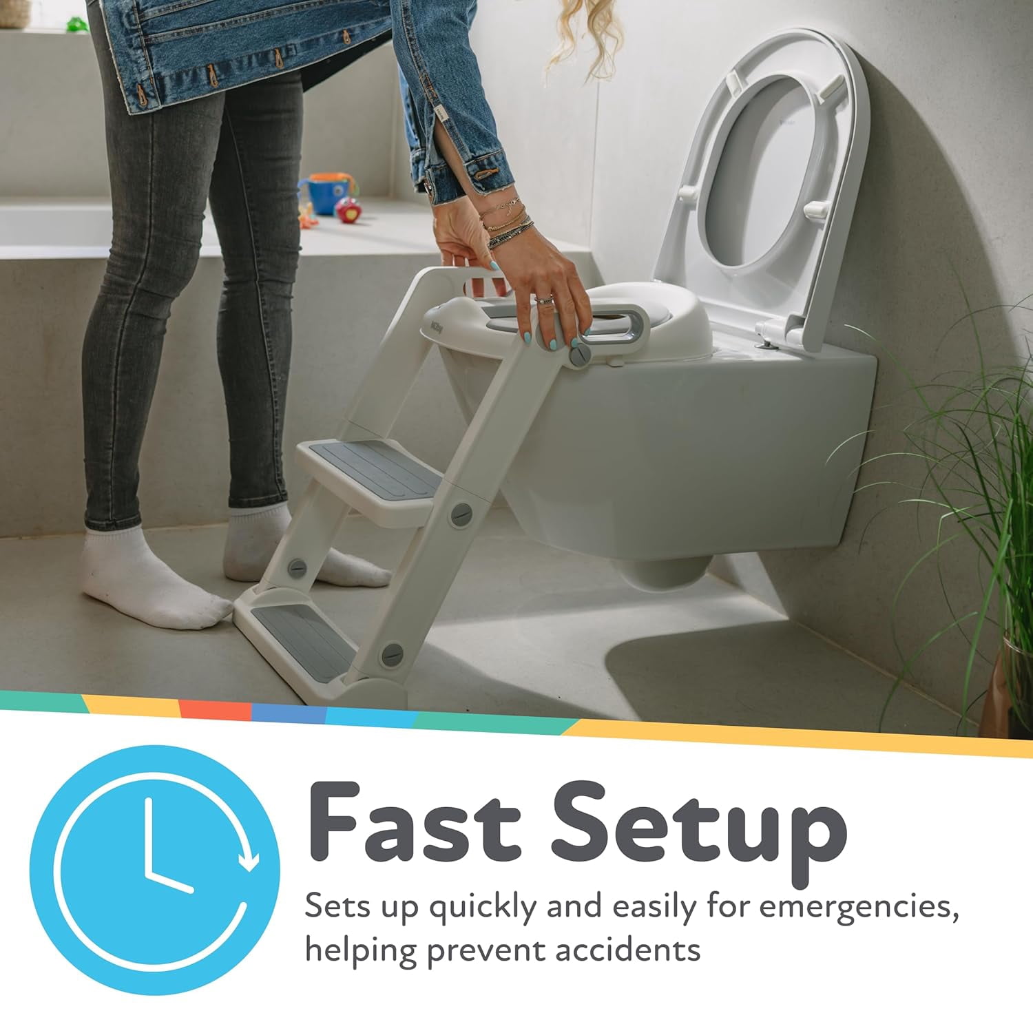 Nuby All-In-One Toilet Seat Topper with Step Ladder for Toddlers, White