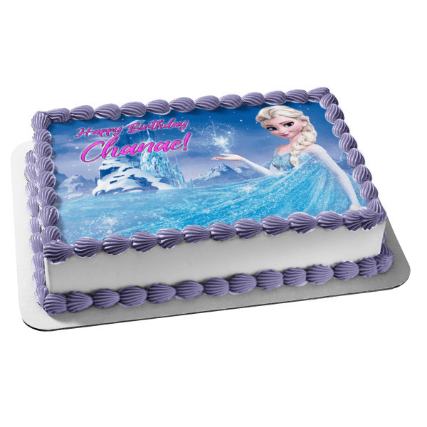 Elsa Frozen Personalised Wafer Paper Topper For Large Cake Various Sizes 