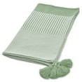 thumbnail image 2 of Ox Bay Rory Pastel Green/White Striped Lightweight Cotton with Tassels Throw Blanket, 50" x 60", 2 of 7