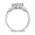 thumbnail image 2 of 10K White Gold Ring Band Gemstone Diamond Round Aquamarine Square Blue, Size 8, 2 of 5