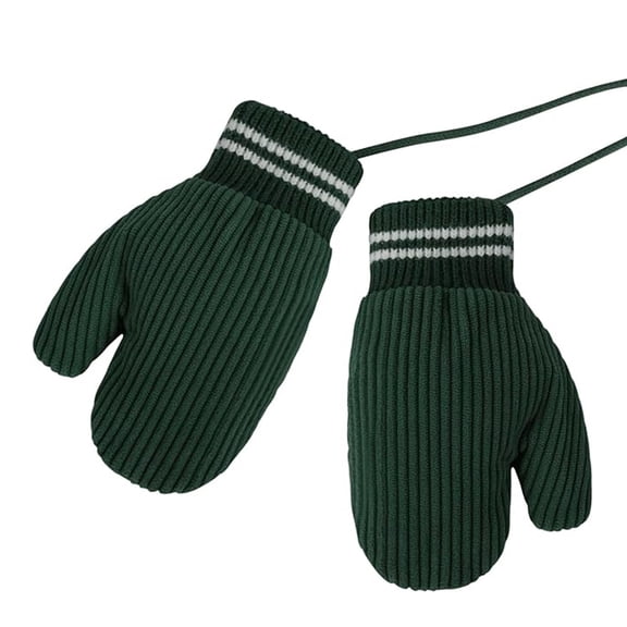 Karoyedx Gloves for Girls Kid Winter Gloves Toddler Solid Knit Warm Stretchy Magic Gloves for Boys Girls Dark Green Size,One Size