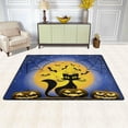 thumbnail image 2 of SKYSONIC 36x24in Halloween Pumpkins Cat Area Rug, Full Moon Night Non-Slip Floor Carpet for Indoor Living Dining Room Bedroom, 2 of 7