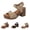 Beige, variant on Women's Platform Block Heel Sandals Open Toe Buckle Strap Summer Casual Footwear Brown 38