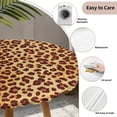 thumbnail image 3 of Leopard Texture Print Round Tablecloth for 45-54 Inch Tables,Fitted Table Cover with Elastic Edge,Orange Yellow Retro Farmhouse Waterproof Outdoor Table Cloth Protector for Patio Garden Dinner Picnic, 3 of 9