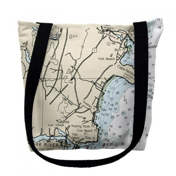 Cape Neddick, ME Nautical Map Medium Tote Bag 16x16 - 16 inches x 16 inches