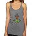 thumbnail image 1 of Trippy Mandala Nautical Colorful Mosaic Anchor | Womens Fashion Premium Tri-Blend Racerback Tank Top, Premium Heather, Large, 1 of 4