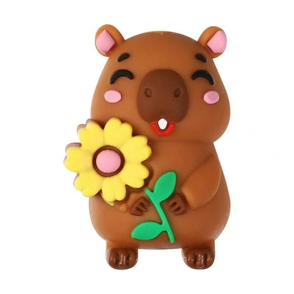 10pcs 3D Capybara Sunflower Silicone Beads for Charm Making,Jewelry Accessories,Focal Beads