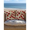 thumbnail image 5 of Outdoor Pillows Waterproof, Spring Floral Bedding Throw Pillows with Insert for Couch Sofa Bed, Red Poppy Green Leaves Botanical Vintage 18x18 Inch Pillowcases Decorative Patio Pillow Set of 1, 5 of 8