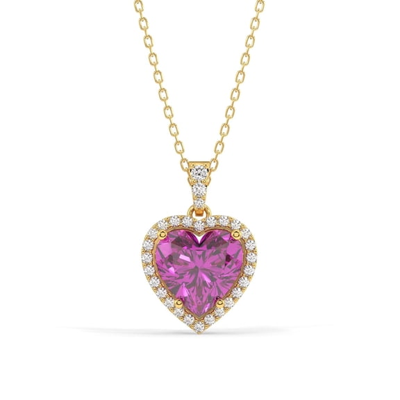 Silvermist Jewelry Blushing Beauty Pink Ruby Heart Shaped Pendant Necklace 18k Rose Gold over 925 Sterling Silver