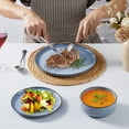 thumbnail image 4 of Onader 12 Piece Stoneware Dinnerware Sets, Plates and Bowls Dish Set for 4, Speckled Kitchen Dining Plates and Bowls, Dishwasher & Microwave Safe - Grey Blue, 4 of 9