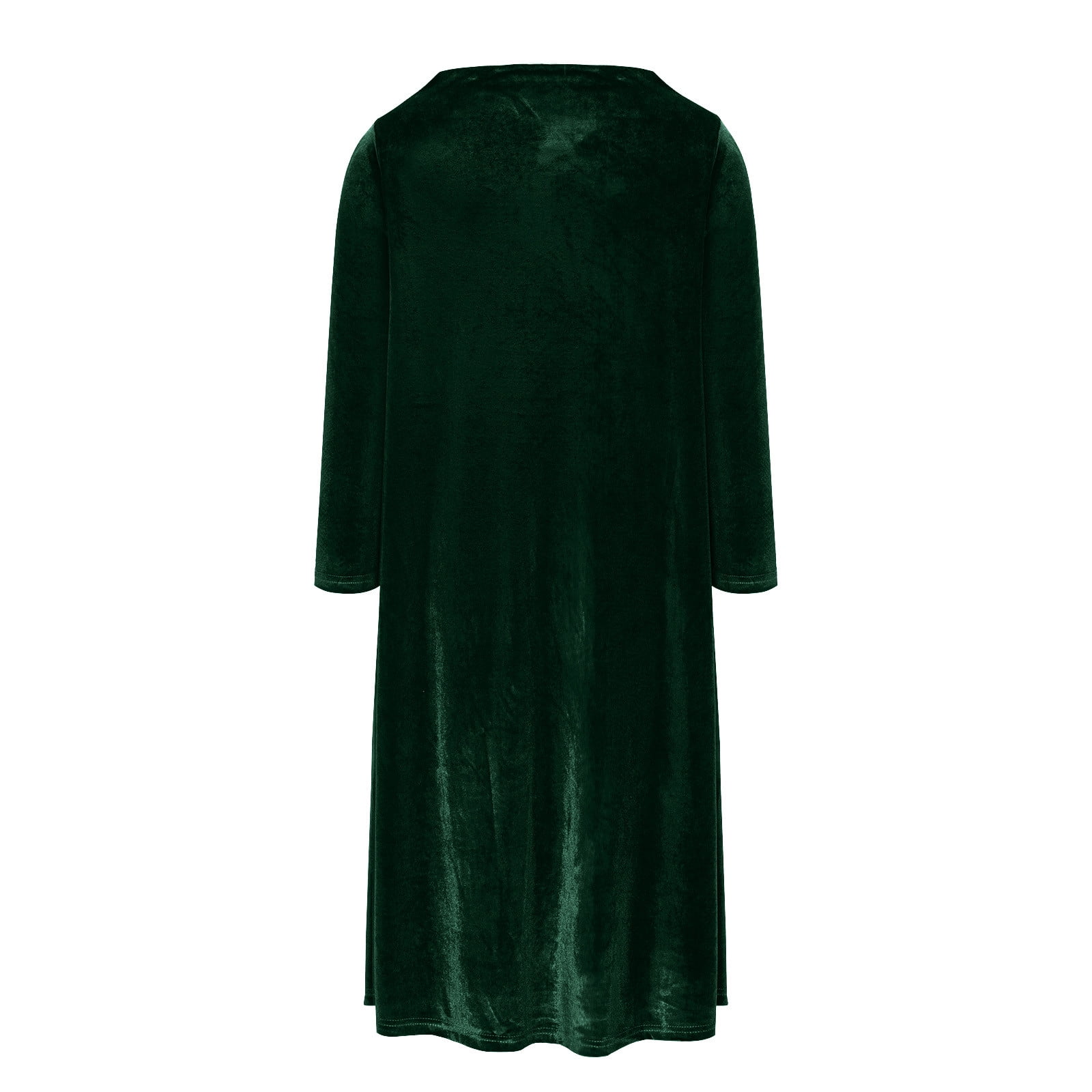 OSFVNOXV Velvet Dress for Women Plus Size Long Sleeve Evening Dress Loose Fit Solid Color Wedding Guest Dress