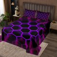 thumbnail image 2 of Erosebridal Chic Honeycomb Coverlet Set Queen, Purple Bedding Set, Abstract Geometry Decor 3-Piece, 2 of 5