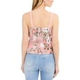 thumbnail image 3 of INC Womens Coral Ruched Floral Spaghetti Strap Tank Top Size: L, 3 of 3