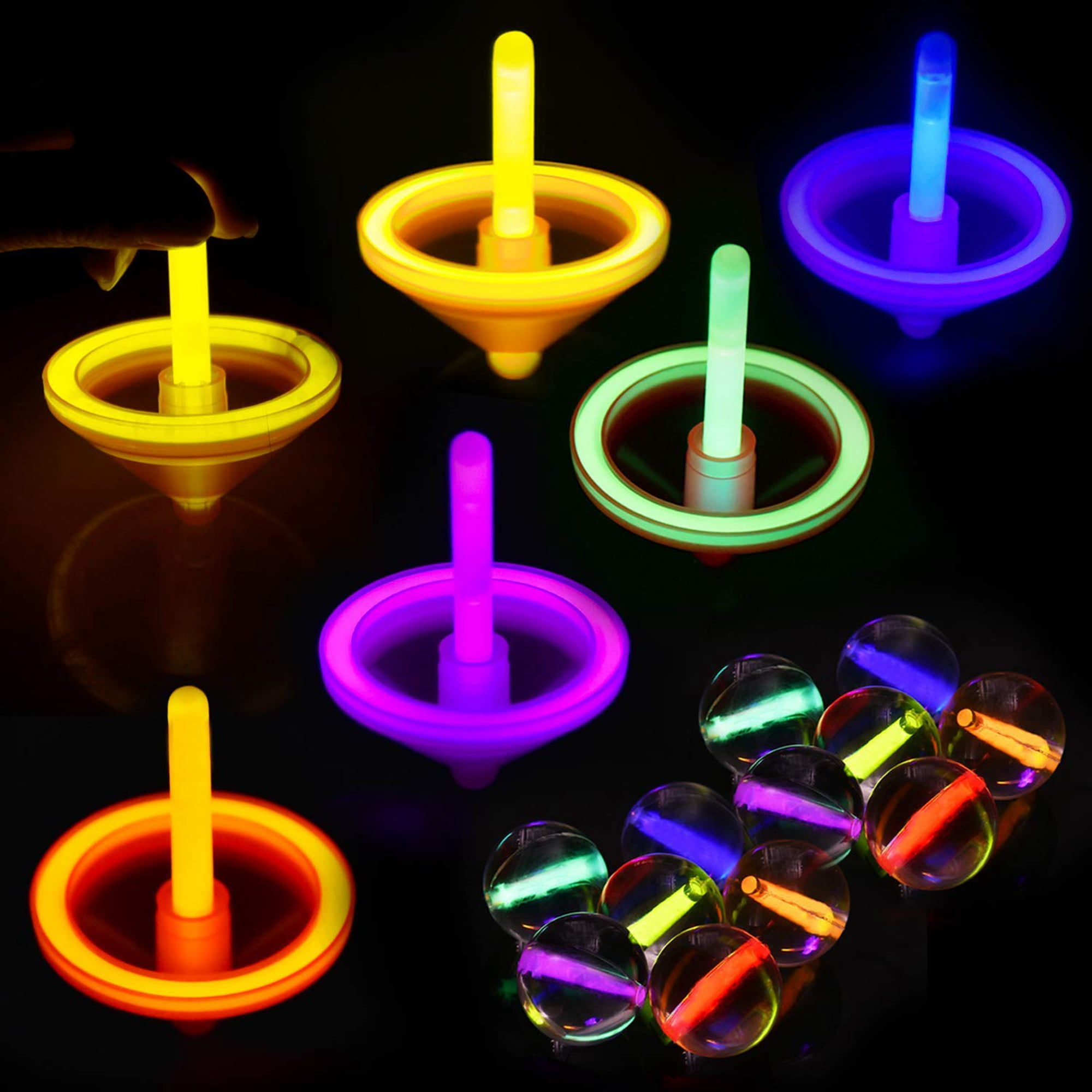 RAVE PARTY BAGS 6 x LED FLASHING SPIKE BALL PENDANTS UV PARTY FLASH NECKLACE 