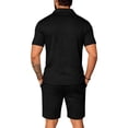 thumbnail image 3 of Kixjoy Men's 2 Piece Outfit Sets Short Sleeve Big and Tall Collared T-Shirts and Shorts Set Casual Cozy Vacation Outfits for Men, Black 2XL, 3 of 4