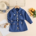 thumbnail image 5 of Odeerbi Kids Girls Two Pieces Cargo Skirt Set Lapel Collar Shirt High Waisted Skirt Set Fashion Solid Color Lapel Long Sleeve Short Skirt Suit Blue, 5 of 5