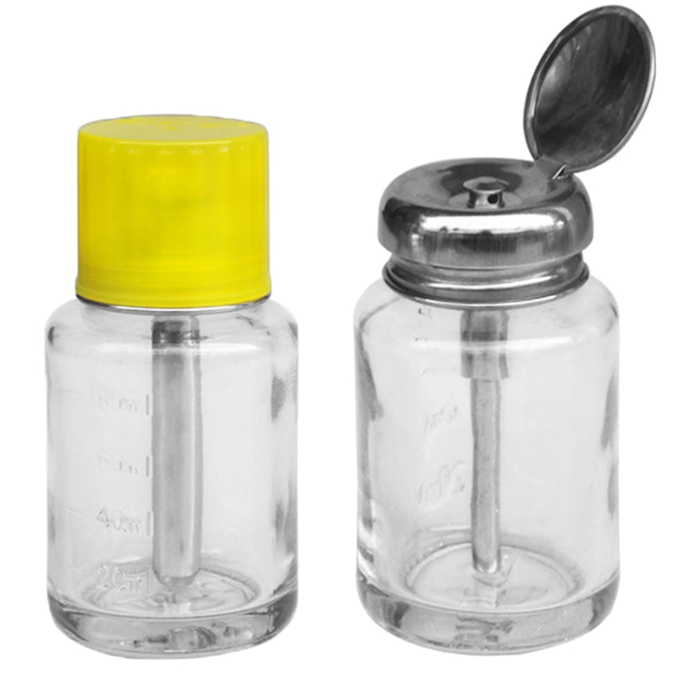 QIFULL 2Pcs Transparent Travel Bottles Refillable Press Liquid Dispensers for Home Use