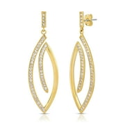 Michelle Campbell Jewelry Women's Pave Leaf Earrings, Brass with 14k Yellow Gold overlay and Cubic zirconia crystals