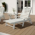 thumbnail image 3 of Merrick Lane 3-Piece Adirondack Chairs/Table Set for Indoor/Outdoor Use with 2 Adjustable Lounge Chairs with Cup Holders and Folding Side Table in White, 3 of 14