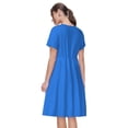 thumbnail image 2 of Bixox Robe d'Été à Manches Courtes pour Femmes Robe Ample Longueur Genou avec Poches-Dodgerblue, 2 of 7