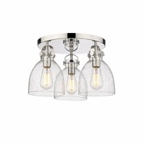 Innovations Lighting  Newton Bell - 3 Light 7" Flush Mount Polished Nickel/Seedy