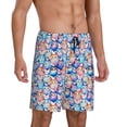 thumbnail image 2 of Balery Cartoon colorful cute cat Pantalones cortos de pijama de punto de algodón para hombre con cinturilla y bolsillos-3X-Large, 2 of 6