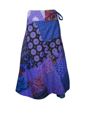Mogul Women Cotton Patchwork Long Skirt Hippy Chic Printed Beautiful Comfy Wrap Around Skirts