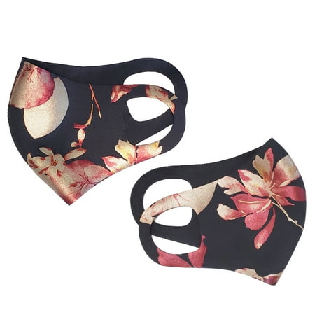PRO MC 2Pcs Unisex Gold Flower Print Face Mask Protect Reusable Comfy Washable Made In USA