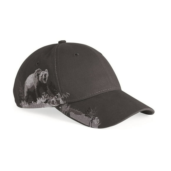 Gorra de béisbol de la vida silvestre de la vida silvestre Dri Duck Grizzly Bear - Charcoal DRI DUCK Gorra de béisbol