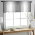 thumbnail image 2 of Dark Gray Valance Curtains for Kitchen/Living Room/Bathroom/Bedroom Window, Rod Pocket Small Topper Half Short Window Curtains Voile Sheer Scarf, Gradient White Abstract Minimalist Stripe 60"x18", 2 of 8