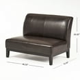 thumbnail image 3 of GDF Studio Nathan Contemporary Bonded Leather Upholstered Loveseat, Brown and Espresso, 3 of 8