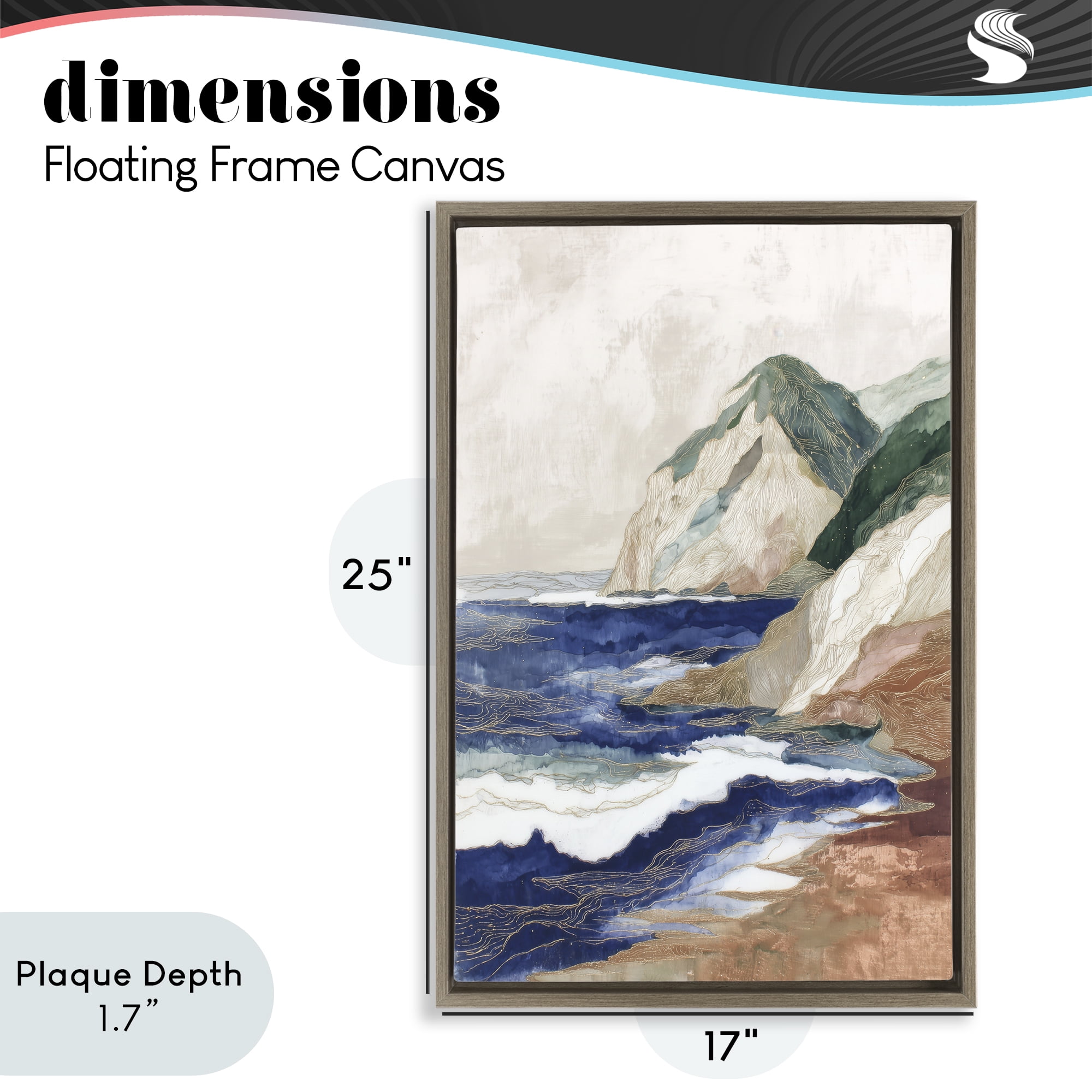 Stupell Industries Cliff Next To The Sea Brown Framed Floater Canvas Wall Art, design by Chromatic Storm Studio