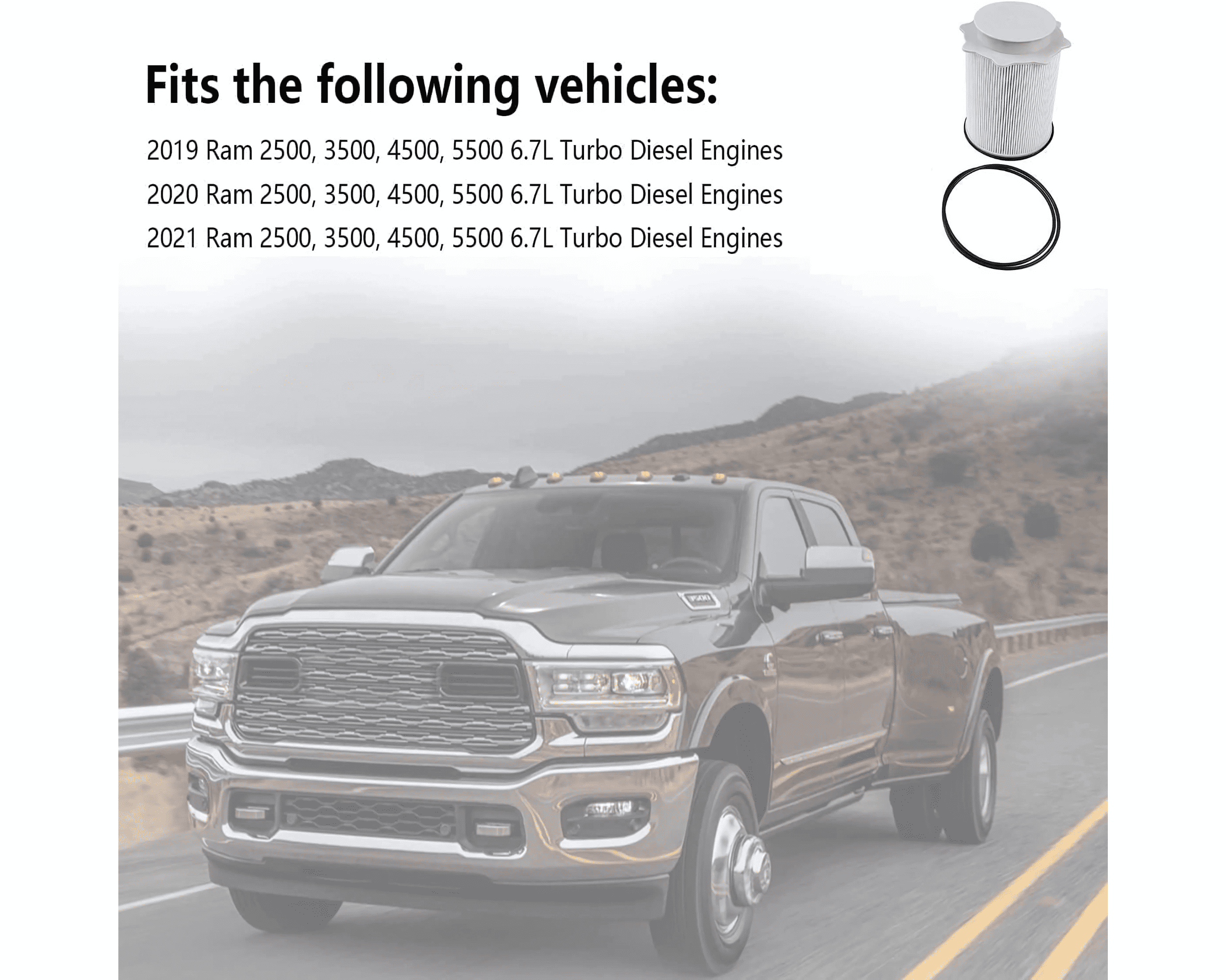Fuel Filter and Water Separator Replacement, Compatible with 2010-2022 Dodge Ram 2500/3500 6.7L Cummins Diesel Engine