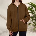 thumbnail image 3 of Mohiass Fall Zip Up Hoodie Women Plain Oversized Hooded Sweatshirts 2025 Fashion Winter Soft Casual Warm Jackets Earthy Yellow XL, 3 of 5