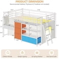 thumbnail image 2 of Low Loft Bed with Desk and LED Lights, Twin Size Loft Bed Frame with 6 Storage Drawers, Bookshelf and Under-Bed Play Space, Twin Bed Frame with Safety Guardrail&Ladder for Bedroom, White&Blue, 2 of 9